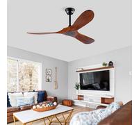 Ventilateur de plafond de 52 pouces, avec 3 pales en bois, design hélicoïdal, télécommande et fonction de mémorisation