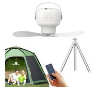 Ventilateur de plafond de camping avec lumière silencieuse 2 en 1 | Ventilateur de camping amovible pour extérieur et intérieur, auvent, terrasse, camping-car, plage, survie, dortoir