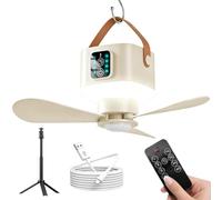 Ventilateur de plafond de tente 3600 mAh rechargeable avec télécommande | Ventilateur de tonnelle d'extérieur pour maison, chambre, dortoir, lieu de travail, garage, terrasse, porche, tonnelle