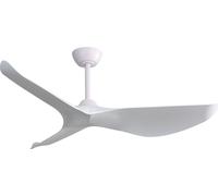 Ventilateur de plafond d'intérieur de 52 pouces avec télécommande (6 vitesses), 3 pales en ABS, moteur à courant continu réversible, couleur blanche - idéal pour le salon