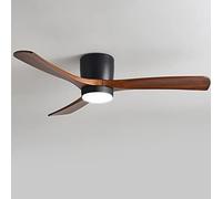 Ventilateur de Plafond d'intérieur Nordique 12 W LED à intensité Variable, Ventilateur de Plafond Silencieux à 6 Vitesses avec pales de Ventilateur en Bois Clair, plafonnier de Salon, Salle à Manger