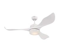 Ventilateur de Plafond d'Intérieur Westinghouse Lighting Pierre de 132 cm en Blanc avec Télécommande d'éclairage et de Ventilateur, Luminaire LED à Intensité variable, Verre Opale Dépoli, Moteur Cc