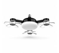 Ventilateur de Plafond E27 LED Dimmable Silencieux avec Télécommande | Douille E27, LED dimmable, 3 vitesses, ventilateur silencieux avec télécommande pour chambre et bureau.(Noir,3-heads)