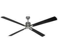 Ventilateur de plafond à basse consommation avec télécommande Eco Neo III WiFi 180 cm Chrome brossé pales Wenge / Gris argent