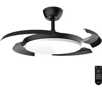 Cecotec Ventilateur de Plafond avec Lumière et Pales Rétractables EnergySilence Aero 4500 Puzzle Invisible Black. 30W, Moteur DC, Diamètre 42", Lumière LED, Télécommande, Minuterie, Fonction Été/Hiver