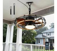 Ventilateur de Plafond Extérieur avec Lumière IP65 Étanche Plafonnier Ventilateur Dimmable Lustre de Ventilateur avec Télécommande, 6 Vitesses Réversible Moteur DC, Silencieux, pour Patio Extérieur