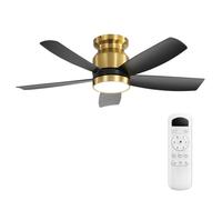 Ventilateur de plafond extra-plat de 42 pouces avec moteur CC réversible, 5 pales en ABS Blanc, minuterie et VENTILATEUR DE PLAFOND