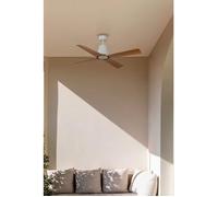 FARO BARCELONA Ventilateur de plafond TYPHOON M acier blanc mat, ABS érable H: 39cm Ø130cm