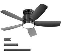 Ventilateur de plafond Fortuna Lai 42 pouces avec éclairage LED 18 W, télécommande, 5 pales ABS et moteur CC réversible pour salon, chambre, cuisine, bureau