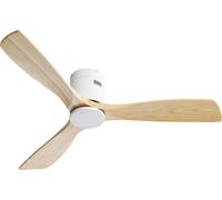 Ventilateur de plafond Fortuna Lai 52 pouces Naturel 3 pales en bois massif Silencieux Moteur CC réversible Télécommande Pour salon