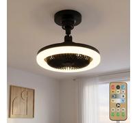 Ventilateur De Plafond Globo Avec Éclairage LED Noir CCT Dimmer Télécommande