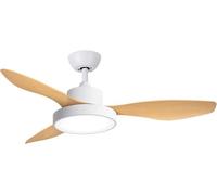 - Ventilateur de plafond | Grand éclairage LED de 24W avec 3 nuances de couleur | Moteur puissant et ultra-silencieux, 6 vitesses | Contrôle à distance par télécommande | Couleur : bois et blanc