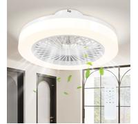 Ventilateur de plafond - HOMCOM - lumière et télécommande - 6 vitesses, minuterie, luminosité réglable - blanc