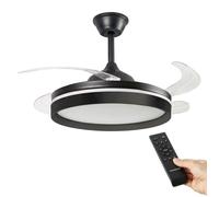 Ventilateur de plafond avec éclairage, silencieux, pales escamotables, 6 vitesses, moteur à courant continu, télécommande InnovaGoods