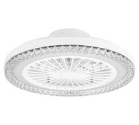 Ventilateur de plafond intelligent à LED RGB avec éclairage - Plafonnier 2-en-1 - 3 températures de couleur - 6 vitesses - Minuterie 2 heures - Fonctionnement silencieux - Blanc