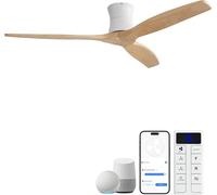 Ventilateur de plafond intelligent compatible avec Alexa/application, ventilateur de plafond en bois massif de 132 cm avec télécommande, Wi-Fi, fonctionnement silencieux grâce à la technologie DC, min