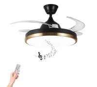 Ventilateur de plafond intelligent rétractable, avec éclairage et haut-parleurs Bluetooth