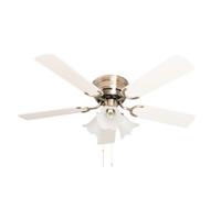Ventilateur de plafond Pepeo Kisa Deluxe Laiton antique 105 cm pales Blanc / Erable avec éclairage