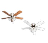 Ventilateur de plafond Pepeo Kisa Deluxe Nickel 105 cm pales Blanc / Erable avec éclairage