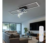Ventilateur de plafond Lampe de salon Lampe de salle à manger Lampe de cuisine, métal alu noir, dimmable télécommande CCT, LED 38W 1800Lm 3000-6500K, L 90 cm