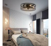 ventilateur de plafond LED 18" avec éclairage et télécommande Plafonnier Ventilateur silencieux Noir Lustre encastré Lumière du ventilateur