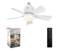 Ventilateur de Plafond LED 24W avec Télécommande, 3 Couleurs, 5 Luminosités, 4 Vitesses, Installation sur Douille E27