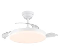 Ventilateur De Plafond, Led 3 Cct, Pales Rétractables, 48 W, 5280 Lm, Blanc, ø 106 Cm, Plafonnier ø 48 Cm, Hauteur 28-38 Cm