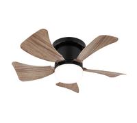 Ventilateur de plafond LED aspect bois Télécommande Lampe lumière du jour Ventilateur Minuterie CCT, 10W 750lm blanc chaud-blanc froid, D 40,6 cm