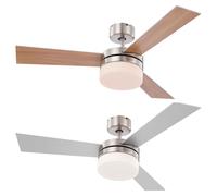 Ventilateur de plafond LED avec éclairage télécommande Lampe de plafond avec ventilateur silencieux rond, 3 niveaux, 2x 4,9W 2x 470lm blanc chaud, DxH 105 x 30,5 cm