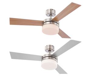 Ventilateur de plafond LED avec éclairage télécommande Lampe de plafond avec ventilateur silencieux rond, 3 niveaux, 2x 4,9W 2x 470lm blanc chaud, DxH 105 x 30,5 cm