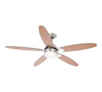 Ventilateur de plafond LED avec éclairage Ventilateur de plafond avec interrupteur à tirette, été hiver, pales réversibles marron graphite 3 niveaux, 1x E14 LED blanc chaud, DxH 132 x 40,6 cm