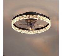 Ventilateur De Plafond LED Avec Lampe 66W Ultra-Silencieux Fan Lumière Télécommande Ventilateur Dimmable Lustre De Ventilateur Moderne Invisible Fan Plafonnier Salon Fan De Plafond Éclairage,Noir