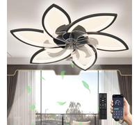 Ventilateur De Plafond LED Avec Lumière, Lustre 66W Dimmable, Réversible Silencieux, Pour Salon Chambre Salle à Manger - Schwarz, 6 Köpfe 78x15cm