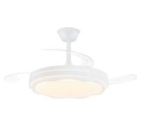 Ventilateur De Plafond Led Cct, 3 Pales Rétractables 60 W, 6600 Lm, Blanc, Pales ø106 Cm, Plafonnier ø15 Cm, Hauteur 30,5 - 40,5