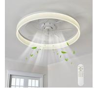 Ventilateur de Plafond LED Design 40 cm Montage Ultra Plat Noir Télécommande Lumière Dimmable Silencieux pour