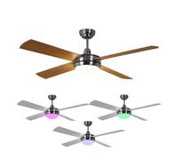 Ventilateur de plafond LED in hangeur de couleur RVB Minuterie 3 vitesses Avance et retour 132 cm Argenté