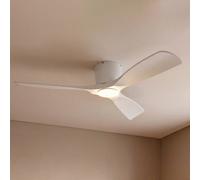 Ventilateur de plafond LED intelligent Lucande Moneno, blanc, CC, Tuya Moneno Lucande, dimmable, blanc, Salon / Salle à manger, Métal, Moderne