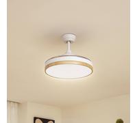 Ventilateur de plafond LED Lindby Oras, blanc, courant continu, silencieux, Ø Oras, blanc, Salon / Salle à manger, Métal, Moderne