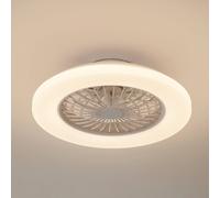 Ventilateur de plafond LED Lindby Vedin, blanc, DC, Ø 49 cm, CCT Vedin Lindby, dimmable, blanc, Salon / Salle à manger, Matière Plastique, Moderne