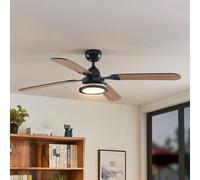 Ventilateur de plafond LED Lucande Tedric, noir, silencieux, 133 cm Tedric Lucande, dimmable, noir, Salon / Salle à manger, Métal, Vintage