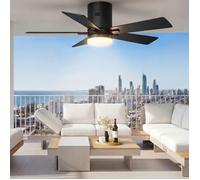 Ventilateur de plafond LED noir ultra silencieux lumière réglable 3000K-6500K 6 vitesses télécommande minuterie