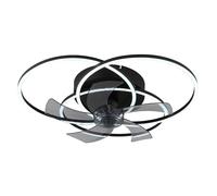 Ventilateur de plafond LED noir Ventilateur avec télécommande Lampe lumière du jour Ventilateur à intensité variable, marche avant/arrière, minuterie, CCT, 40W 2000Lm blanc chaud/froid, D 58 cm