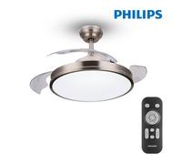 Ventilateur de plafond LED Philips Atlas Nikel - 28+35W - Pales ø106cm - Télécommande