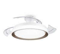 Ventilateur de plafond LED Philips Bliss 63W or/blanc avec pales rétractables transparentes et télécommande