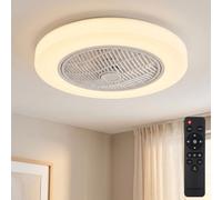 Ventilateur de plafond avec éclairage et télécommande, plafonnier silencieux avec ventilateur, gradable, minuterie veilleuse CCT, 40 watts LED 3000lm 2700-6500K, 58 cm, salon