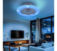 Ventilateur De Plafond LED RGB Dimmable 50 Cm, Effet Étoiles, Télécommande