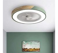 Ventilateur De Plafond LED Ultra Fin, Silencieux Et Invisible, avec 3 Vitesses De Vent Et Variateur D'intensité pour Chambre à Coucher Et Salon, avec Télécommande D'écla, Green, Square