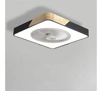 Ventilateur De Plafond LED Ultra Fin, Silencieux Et Invisible, avec 3 Vitesses De Vent Et Variateur D'intensité pour Chambre à Coucher Et Salon, avec Télécommande D'écla, Black, Round