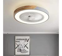 Ventilateur De Plafond LED Ultra Fin, Silencieux Et Invisible, avec 3 Vitesses De Vent Et Variateur D'intensité pour Chambre à Coucher Et Salon, avec Télécommande D'écla, Gray, Round