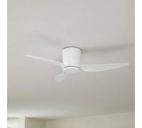 Ventilateur de plafond Lindby Aulo, blanc, DC, silencieux, Ø 123 cm Aulo, blanc, Salon / Salle à manger, Métal, Moderne